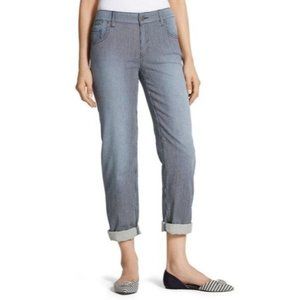 Chico's Petite Platinum Railroad Stripe Boyfriend Jeans